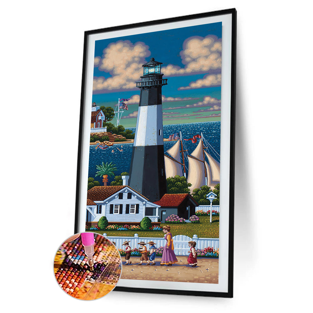 Lighthouse - Full Round Drill Diamond Painting 30*60CM