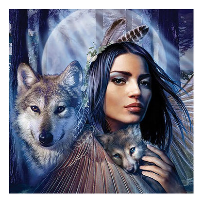 Wolf Girl - Full Round Drill Diamond Painting 40*40CM