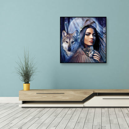 Wolf Girl - Full Round Drill Diamond Painting 40*40CM