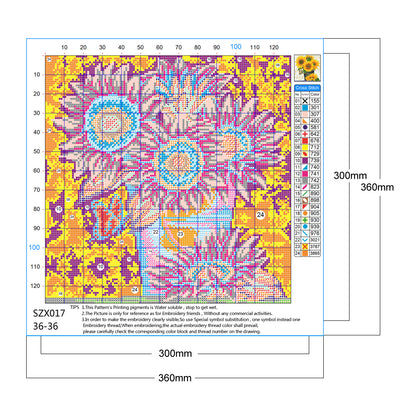 Sunflower - 11CT Stamped Cross Stitch 36*36CM