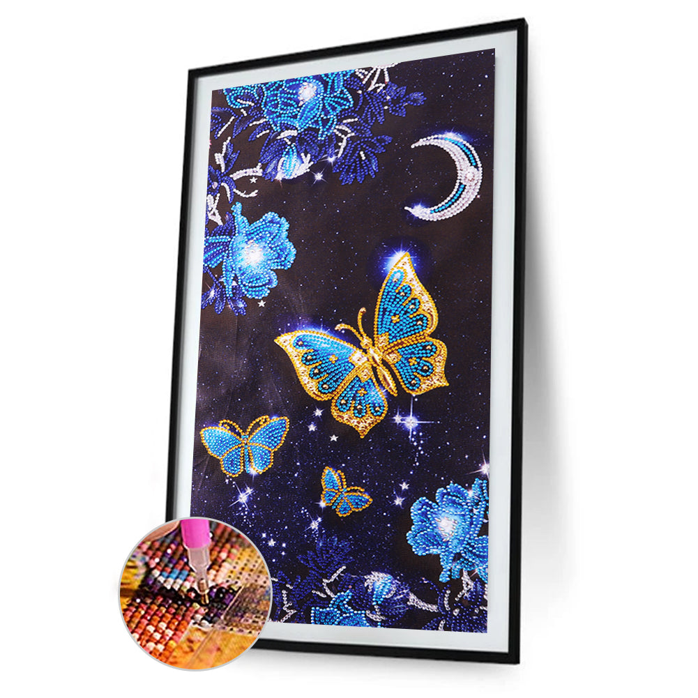 Flower Butterfly - Special Shaped Drill Diamond Painting 30*60CM