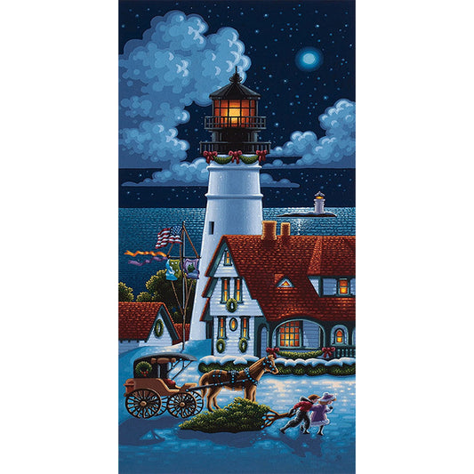 Seaside Lighthouse - Full Round Drill Diamond Painting 40*80CM