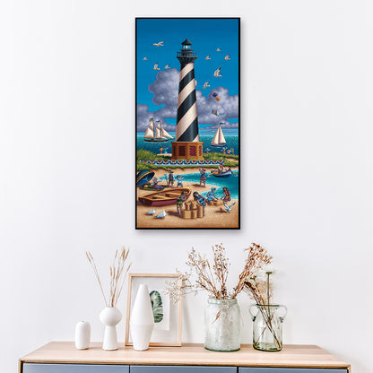 Seaside Lighthouse - Full Round Drill Diamond Painting 40*80CM