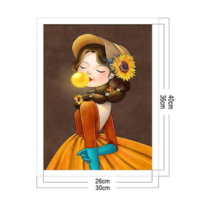 Sunflower Girl - 14CT Stamped Cross Stitch 30*40CM