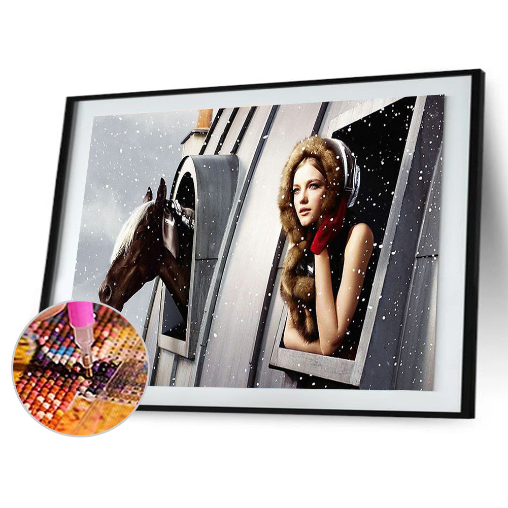 Girl - Full Round Drill Diamond Painting 30*40CM