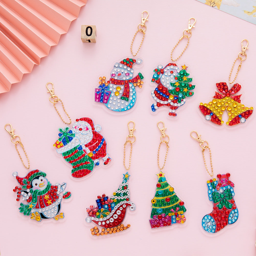 4x DIY Rhinestones Picture Keychain Special Shaped Diamond Painting Keyring