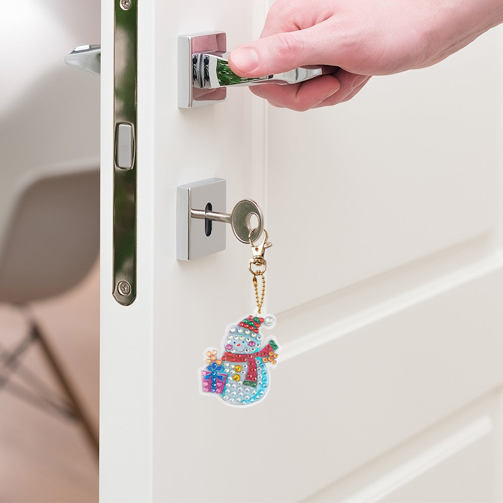 4x DIY Rhinestones Picture Keychain Special Shaped Diamond Painting Keyring