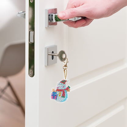 4x DIY Rhinestones Picture Keychain Special Shaped Diamond Painting Keyring