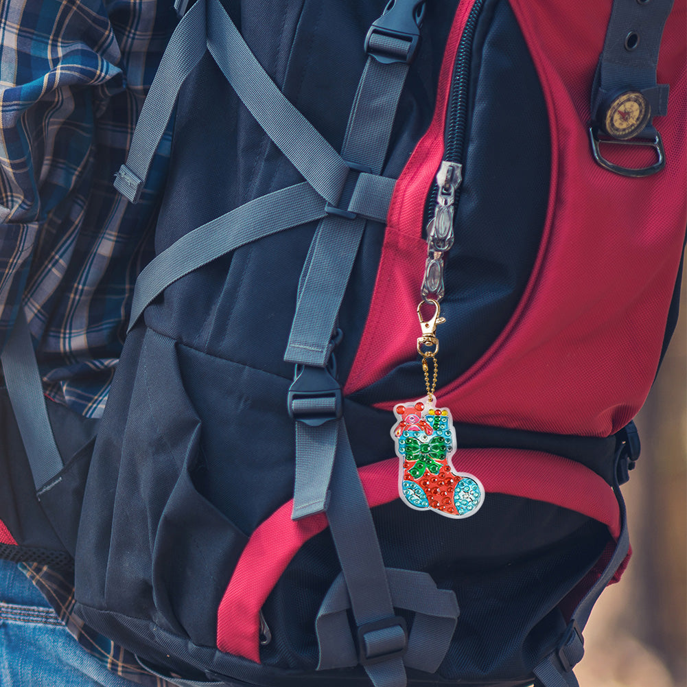 4x DIY Rhinestones Picture Keychain Special Shaped Diamond Painting Keyring