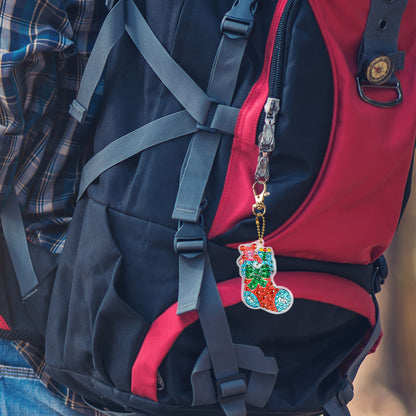 4x DIY Rhinestones Picture Keychain Special Shaped Diamond Painting Keyring