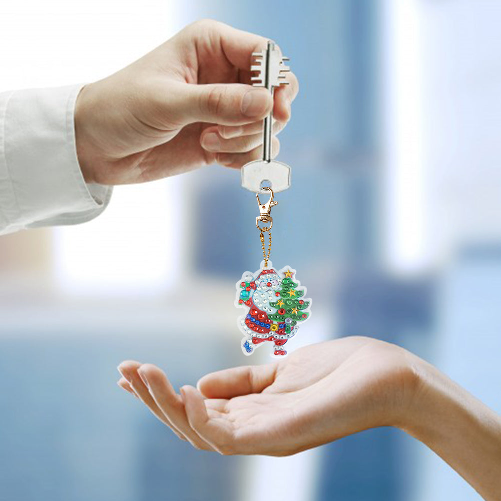 4x DIY Rhinestones Picture Keychain Special Shaped Diamond Painting Keyring