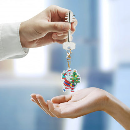 4x DIY Rhinestones Picture Keychain Special Shaped Diamond Painting Keyring