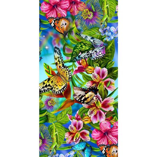 Flower Butterfly - Full Round Drill Diamond Painting 40*80CM