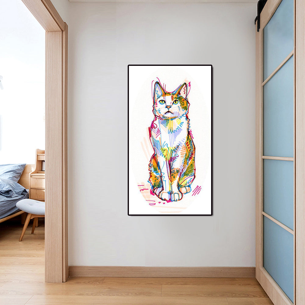 Cat - Full Round Drill Diamond Painting 30*50CM