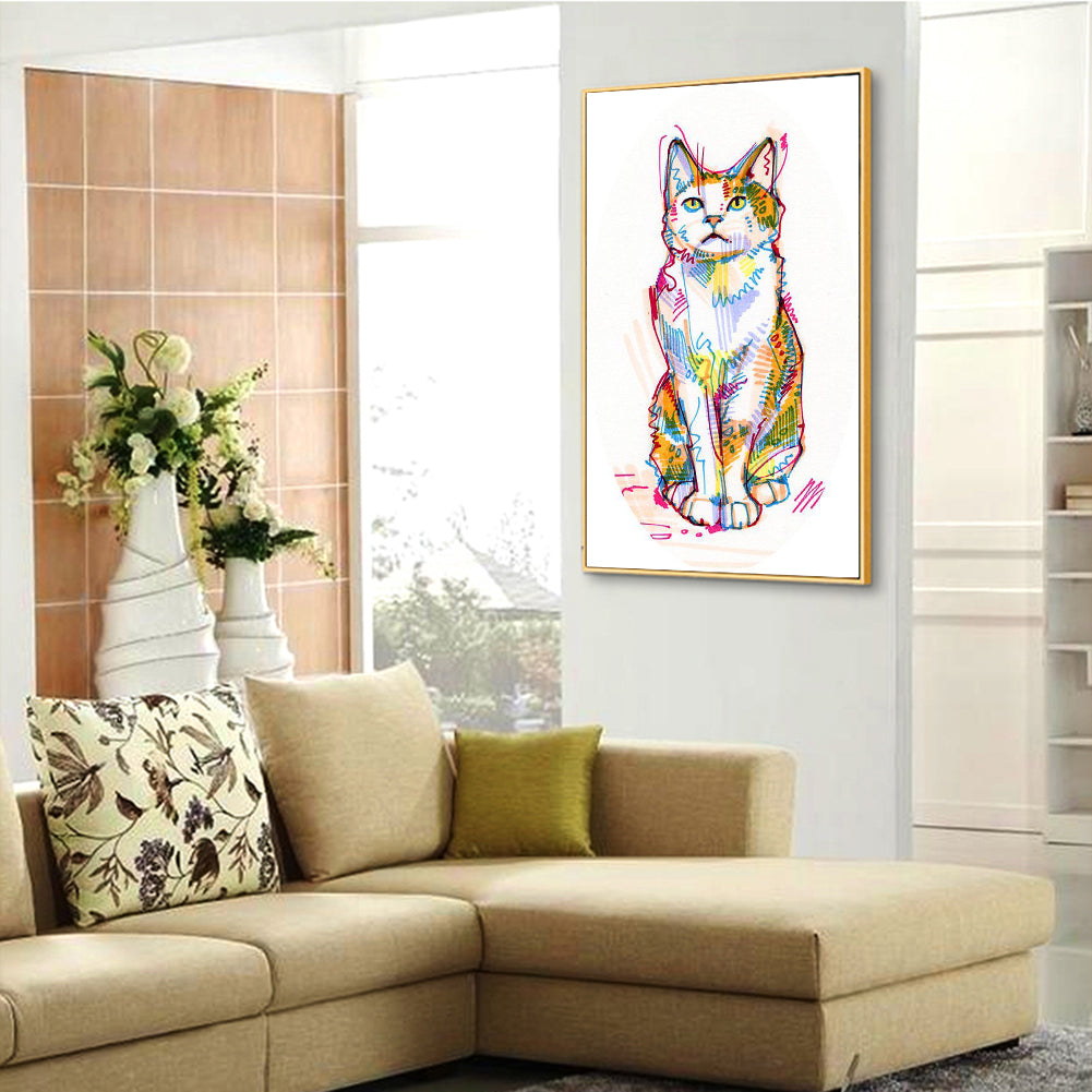 Cat - Full Round Drill Diamond Painting 30*50CM