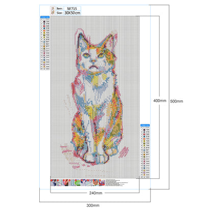 Cat - Full Round Drill Diamond Painting 30*50CM