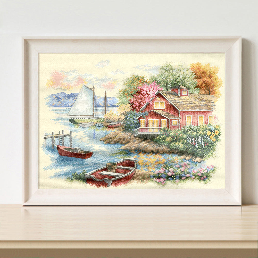 Seaside Cabin - 11CT Stamped Cross Stitch 50*40CM