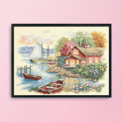 Seaside Cabin - 11CT Stamped Cross Stitch 50*40CM