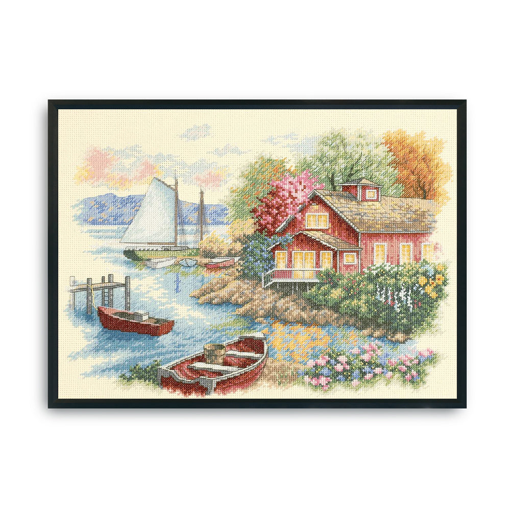 Seaside Cabin - 11CT Stamped Cross Stitch 50*40CM