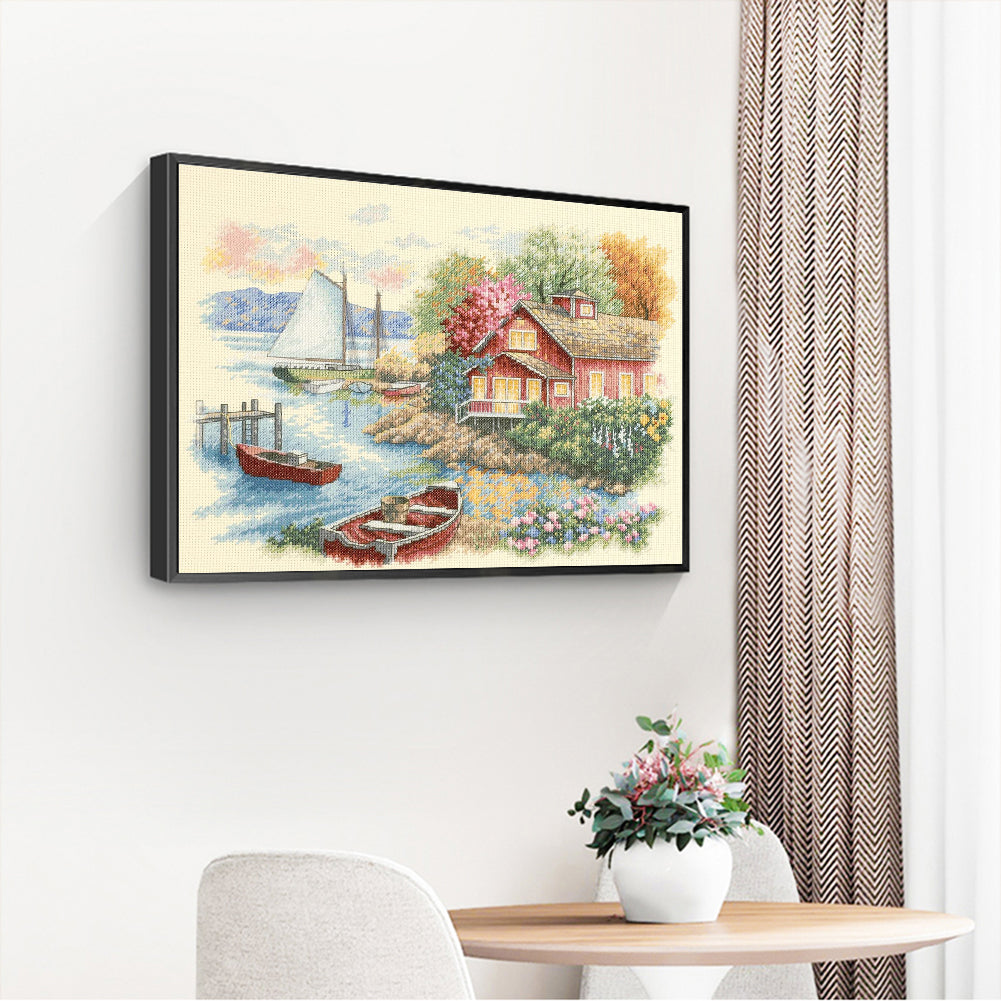 Seaside Cabin - 11CT Stamped Cross Stitch 50*40CM