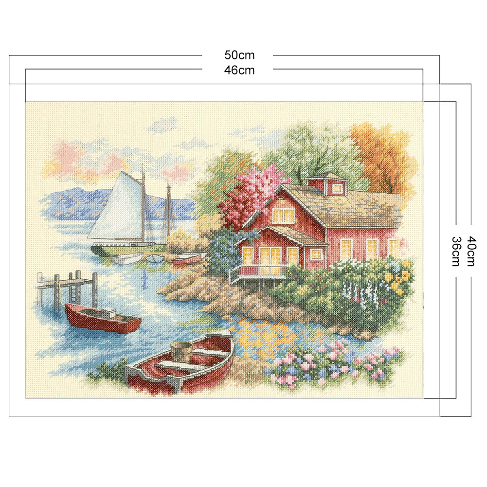 Seaside Cabin - 11CT Stamped Cross Stitch 50*40CM