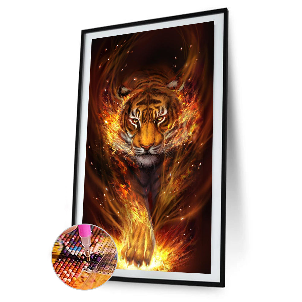 Fire Tiger - Full Round Drill Diamond Painting 40*80CM