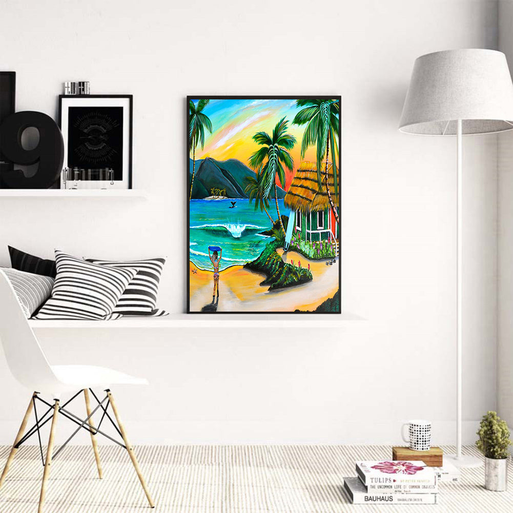 Coconut Tree - Full Round Drill Diamond Painting 30*40CM