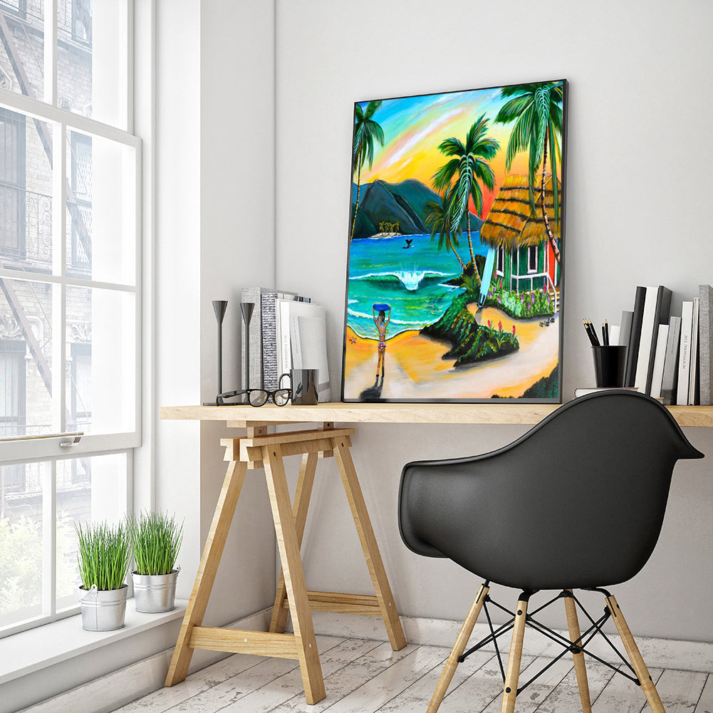 Coconut Tree - Full Round Drill Diamond Painting 30*40CM