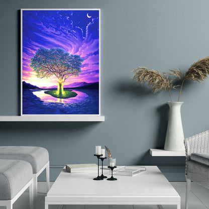 Tree Sunrise - Full Round Drill Diamond Painting 30*40CM