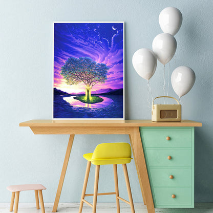 Tree Sunrise - Full Round Drill Diamond Painting 30*40CM