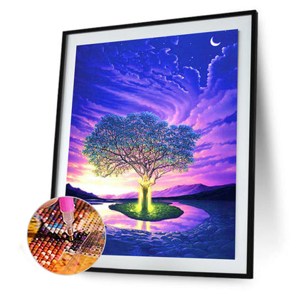 Tree Sunrise - Full Round Drill Diamond Painting 30*40CM