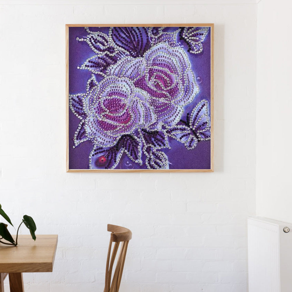 Rose Flower - Special Shaped Drill Diamond Painting 30*30CM