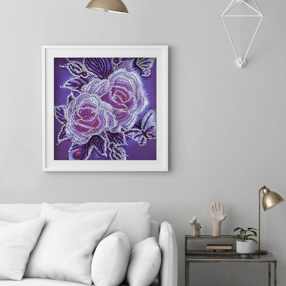 Rose Flower - Special Shaped Drill Diamond Painting 30*30CM