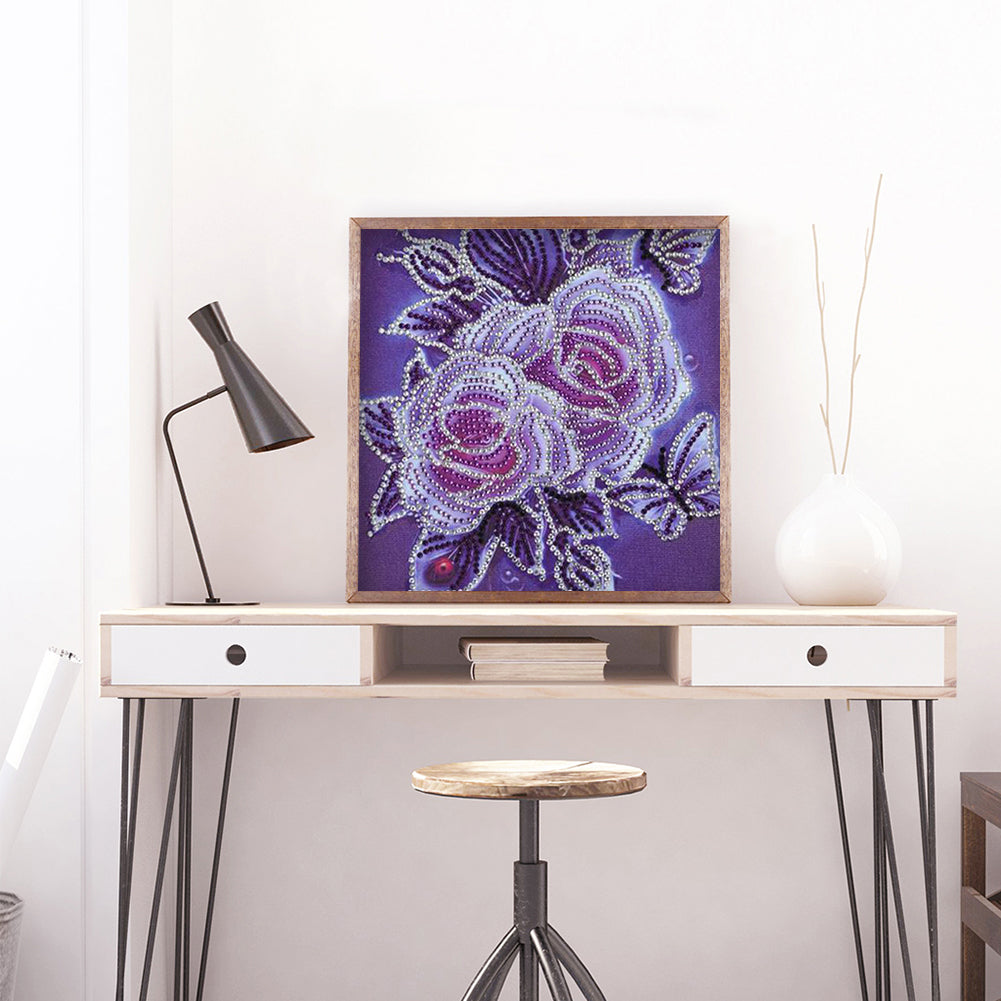 Rose Flower - Special Shaped Drill Diamond Painting 30*30CM