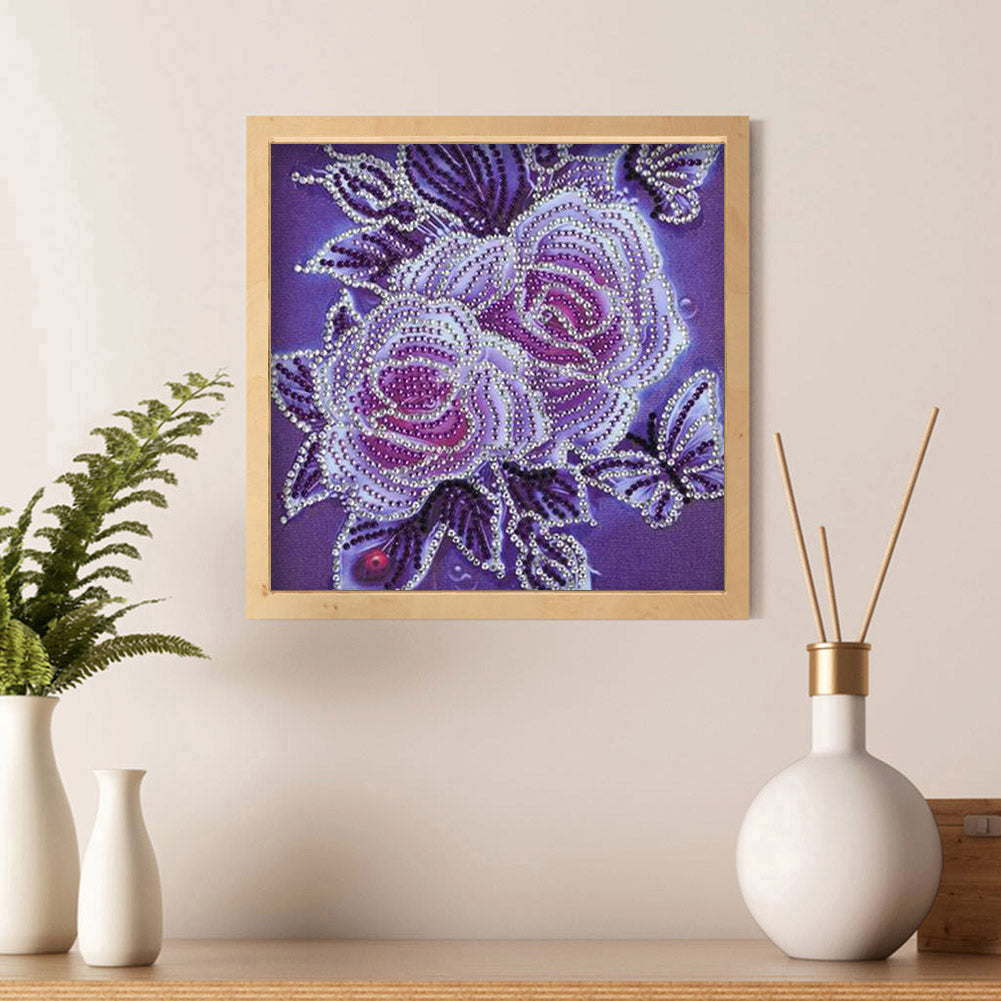 Rose Flower - Special Shaped Drill Diamond Painting 30*30CM