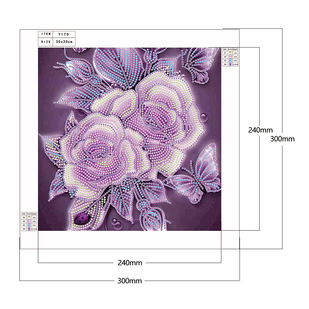 Rose Flower - Special Shaped Drill Diamond Painting 30*30CM