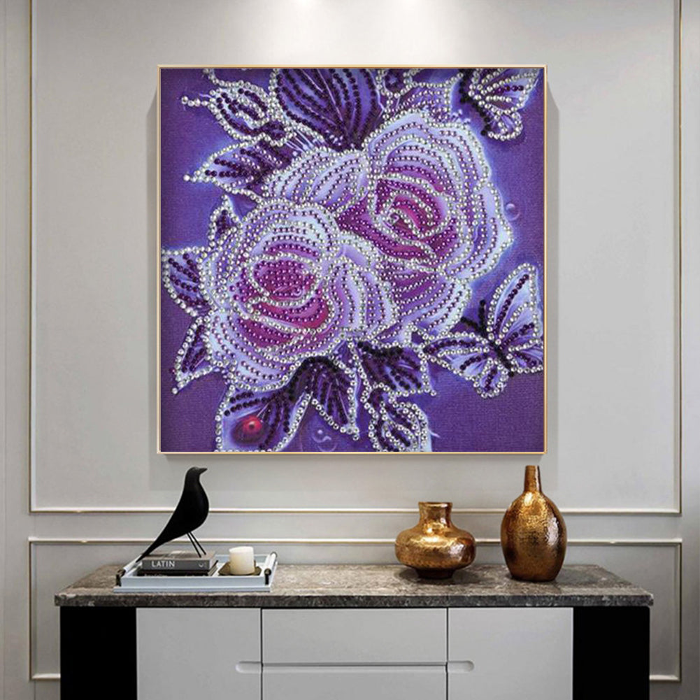 Rose Flower - Special Shaped Drill Diamond Painting 30*30CM