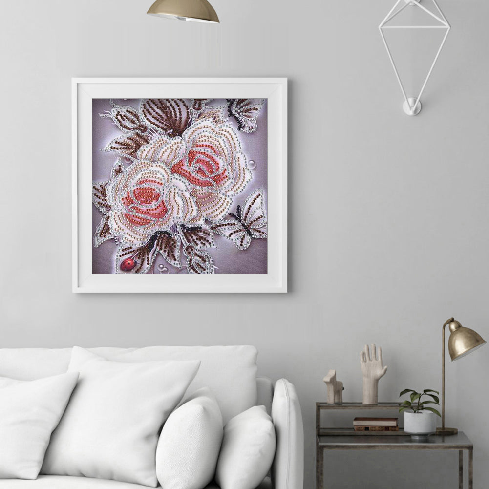 Rose Flower - Special Shaped Drill Diamond Painting 30*30CM