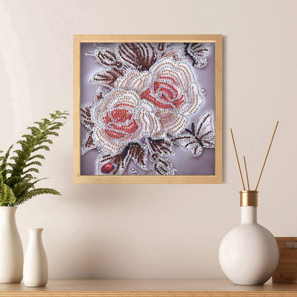 Rose Flower - Special Shaped Drill Diamond Painting 30*30CM