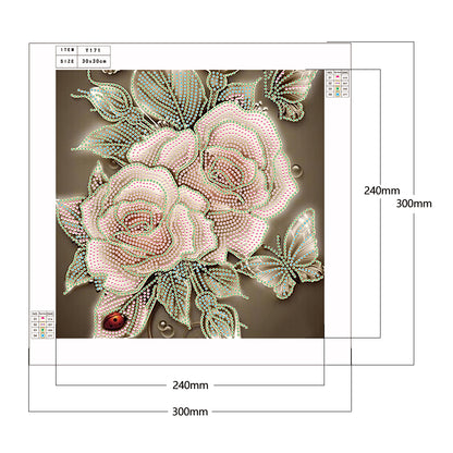 Rose Flower - Special Shaped Drill Diamond Painting 30*30CM