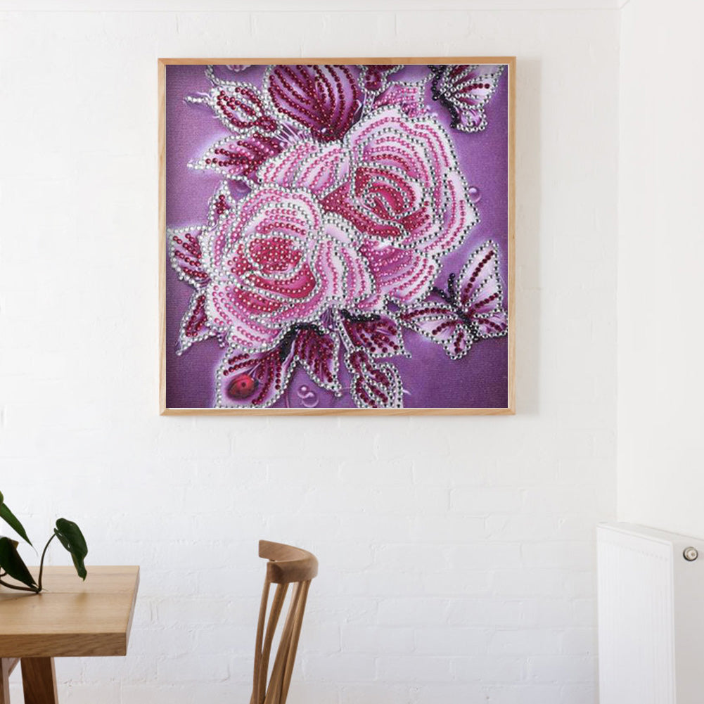 Rose Flower - Special Shaped Drill Diamond Painting 30*30CM