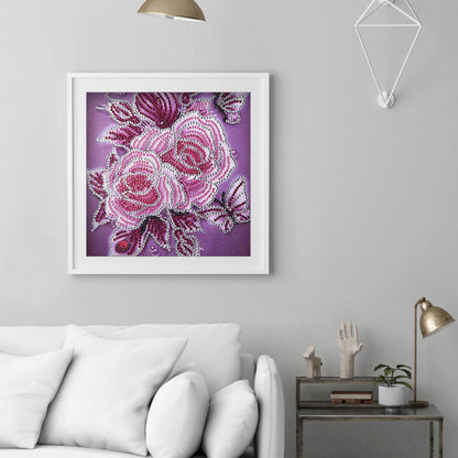 Rose Flower - Special Shaped Drill Diamond Painting 30*30CM