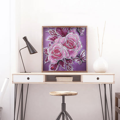 Rose Flower - Special Shaped Drill Diamond Painting 30*30CM