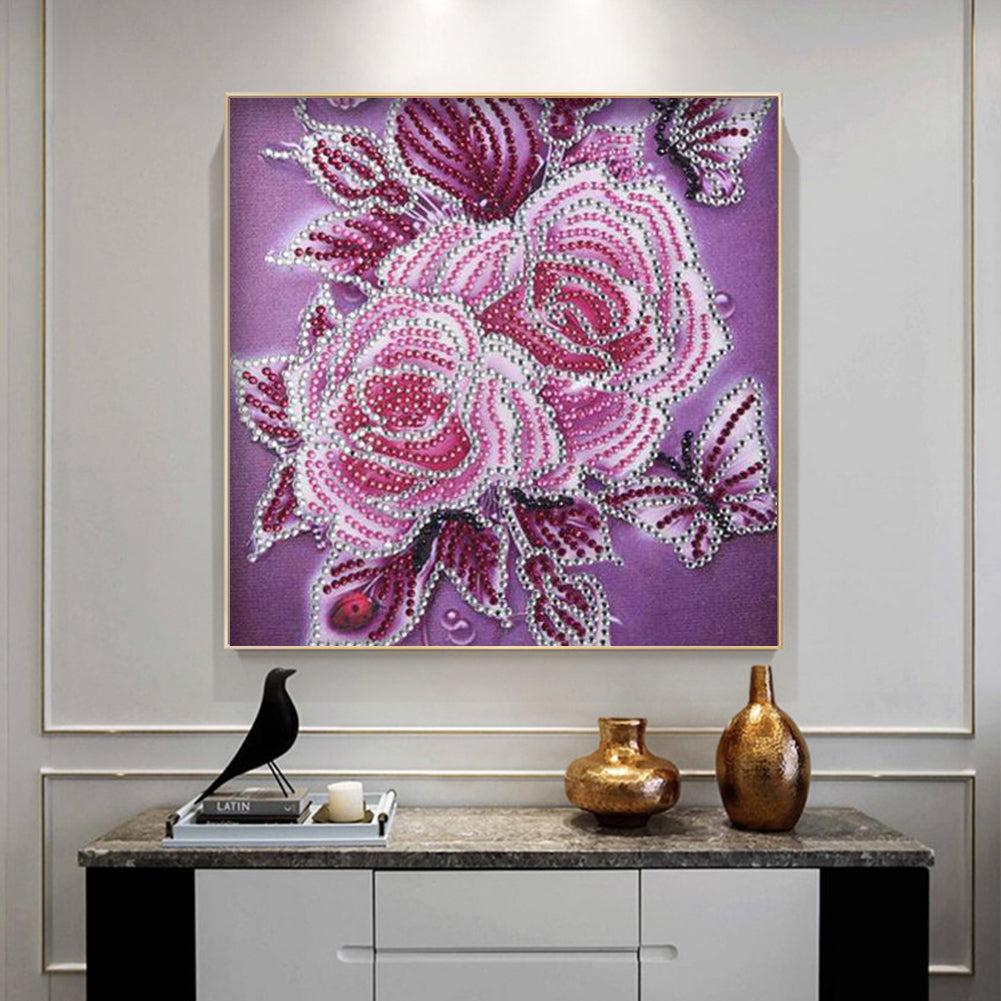 Rose Flower - Special Shaped Drill Diamond Painting 30*30CM