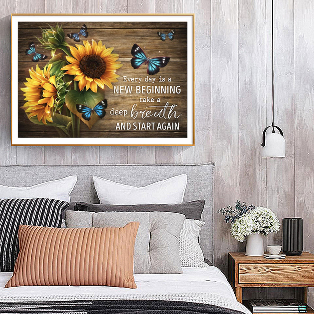 Sunflower Butterfly - Full Square Drill Diamond Painting 40*50CM