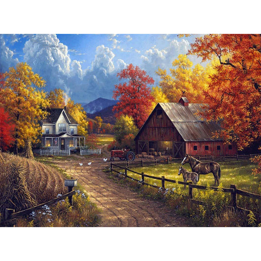 Rural House - Full Round Drill Diamond Painting 40*30CM