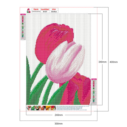 Tulips Flowers - Full Round Drill Diamond Painting 30*40CM