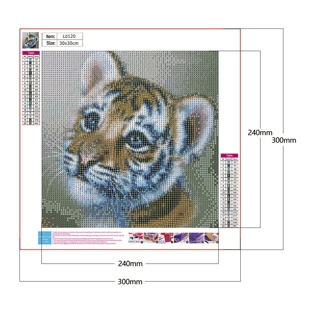 Tiger - Full Round Drill Diamond Painting 30*30CM