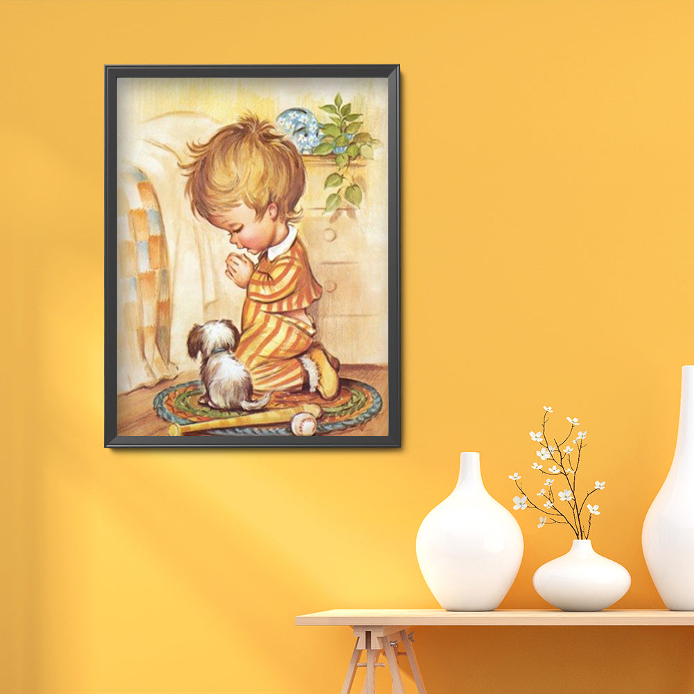 Praying Child - Full Round Drill Diamond Painting 30*40CM