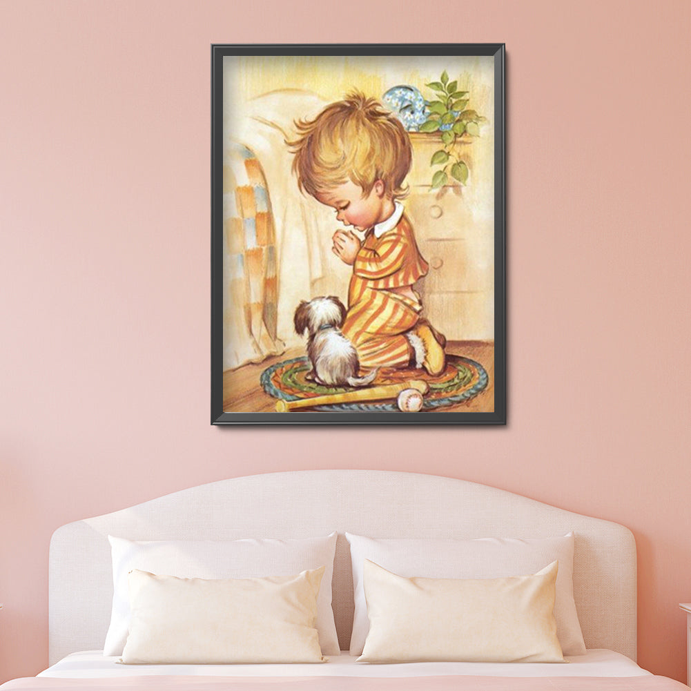 Praying Child - Full Round Drill Diamond Painting 30*40CM